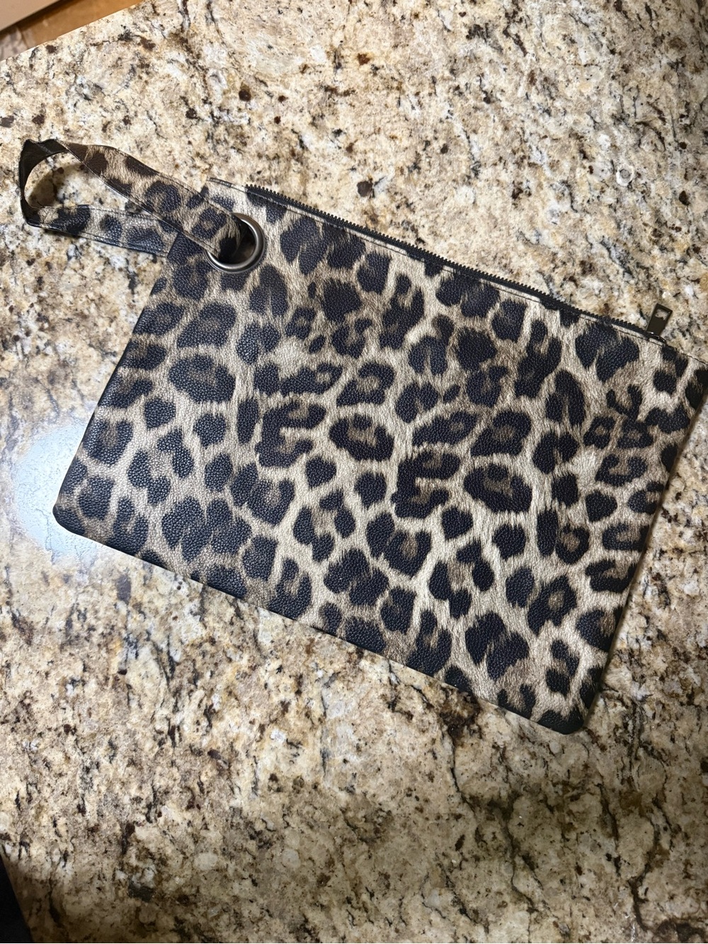 Leopard Print Wristlet Clutch - Neutral Brown and Black